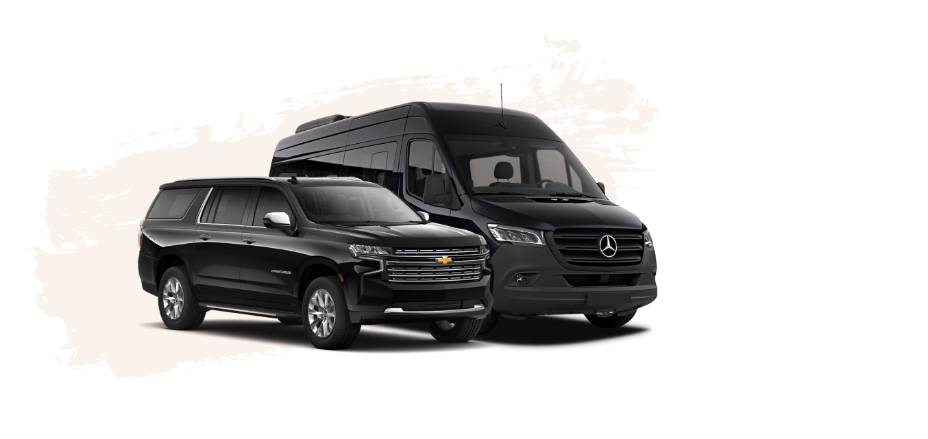 Black Mercedes and Chevrolet